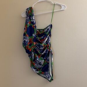 ZARA One Shoulder Floral Bodysuit
